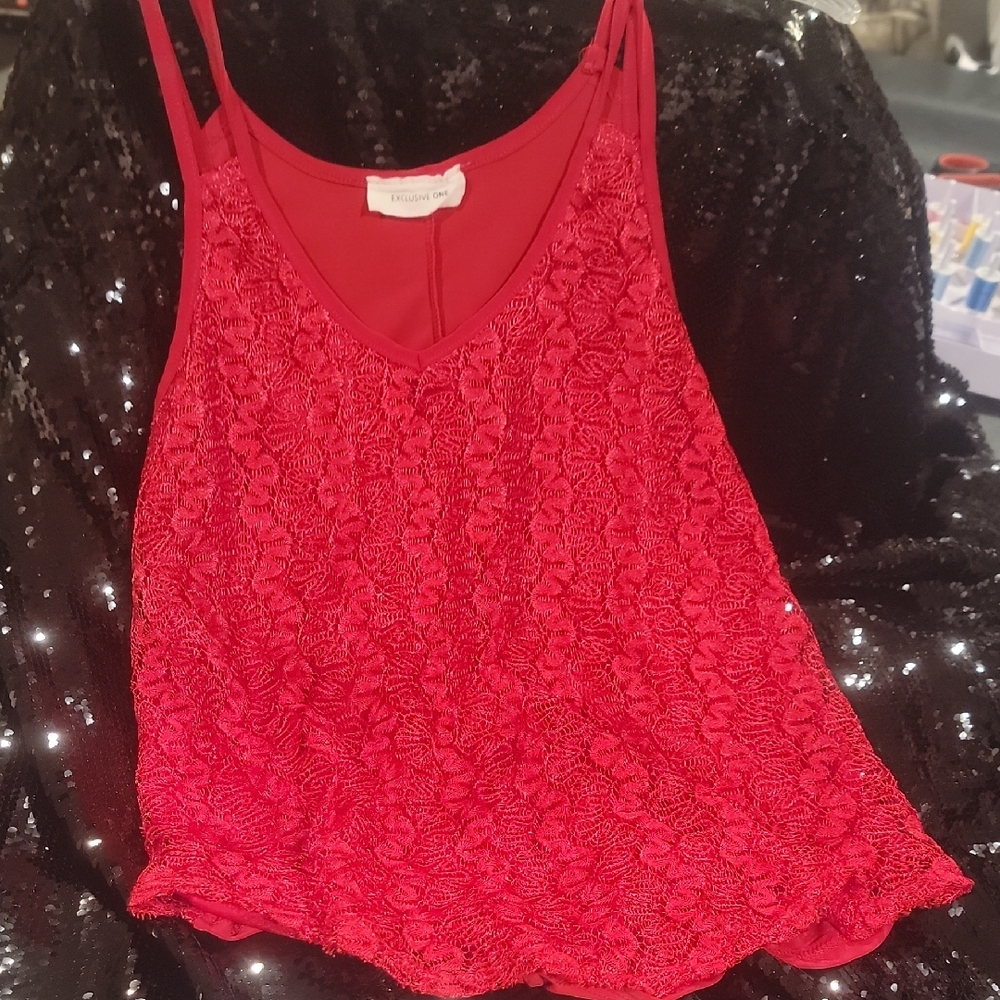 Vibrant Red Ruched Camisole Sleeveless Top
